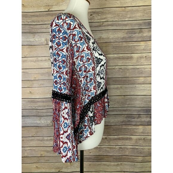 Earthbound Trading Womens S Floral Blouse Strappy - Picture 7 of 9